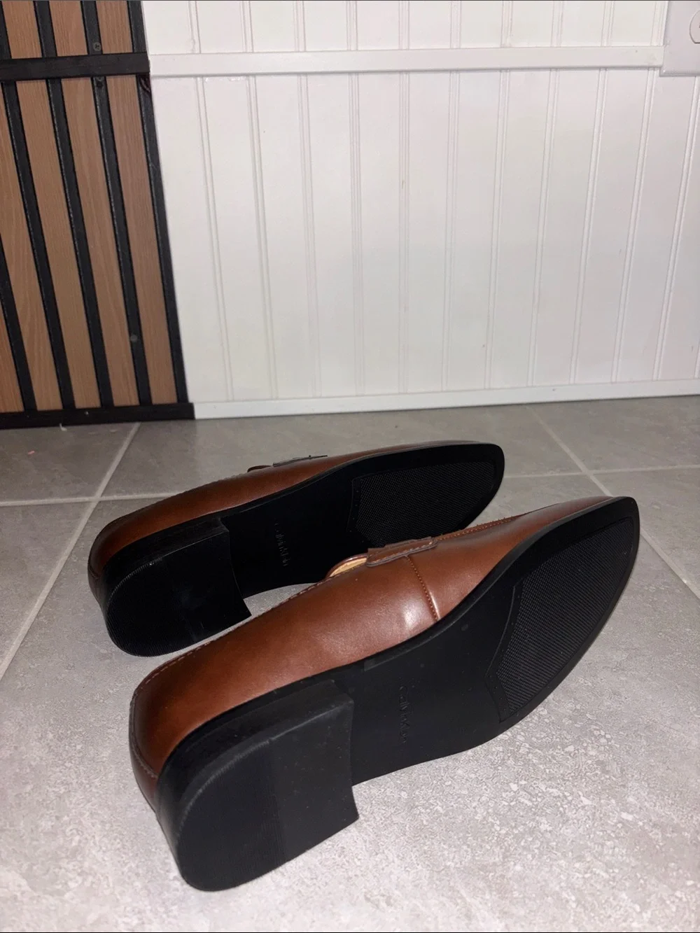 Calvin Klein Men's Brown Leather Penny Loafers